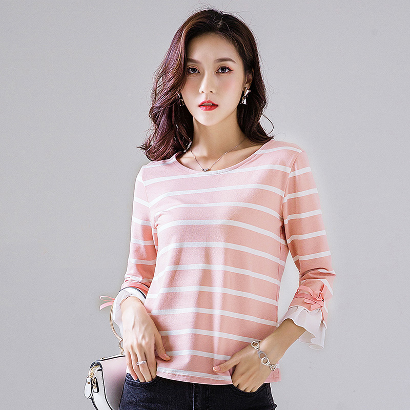 淘宝优惠券 女装 秋装七分袖上衣女2018新款宽松中袖纯棉打底衫衣服