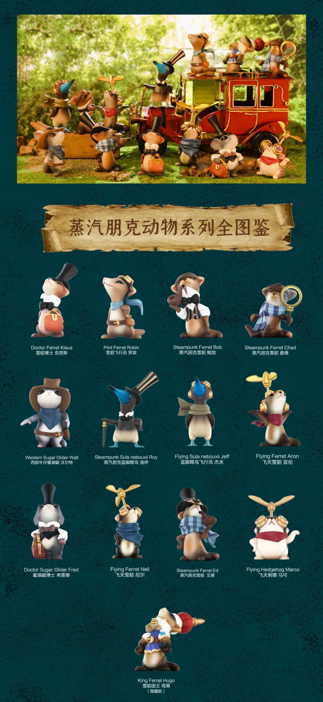 清仓正品molly蒸汽朋克动物系列molly公仔娃娃潮玩盲盒