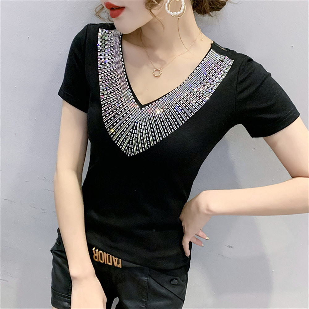 2021小衫衣服网纱时尚恤女短袖夏季镂空美背t恤