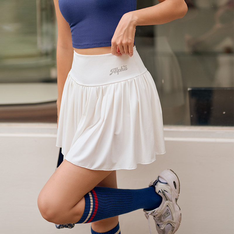 alphagym高弹运动网球裙防女走光内衬显瘦百褶裙高腰运动半身裙
