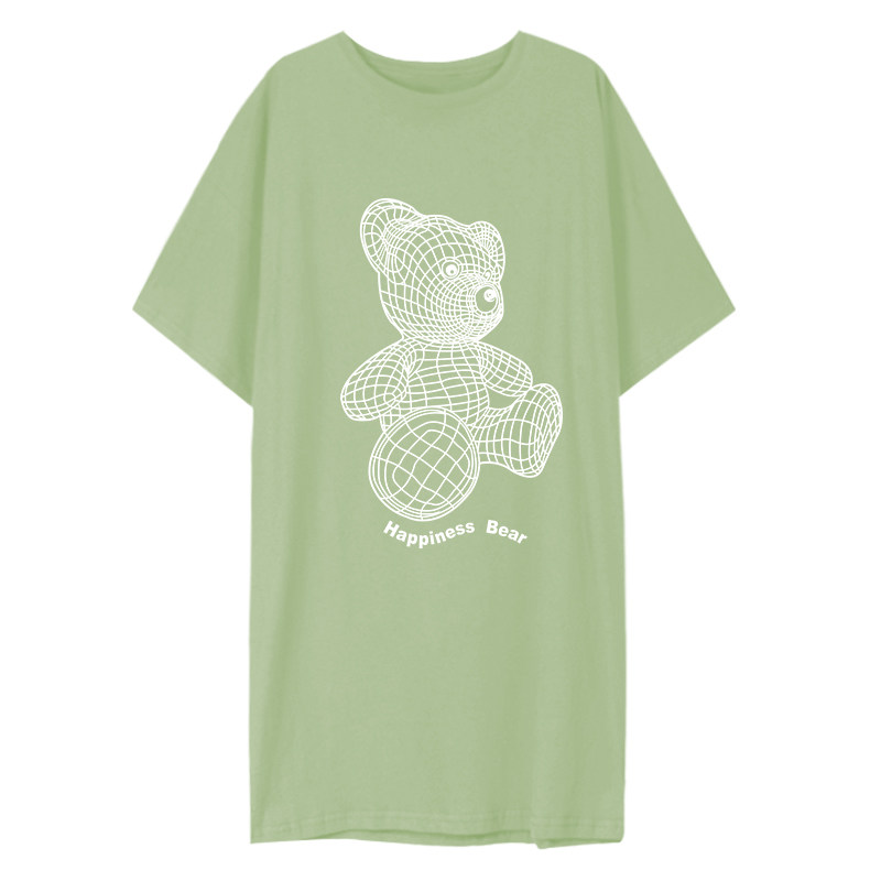 2021夏季新款立体小熊卡通图案印花大码宽松t恤