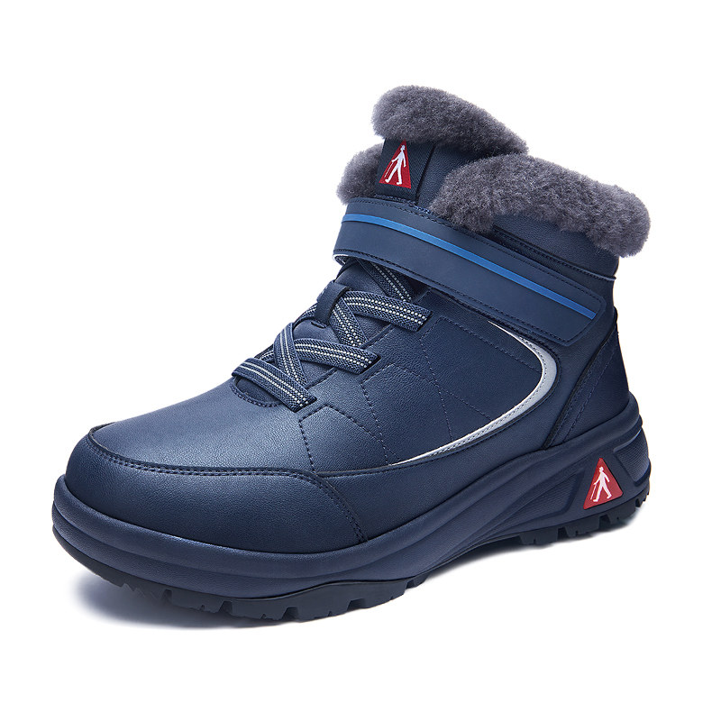 足力健老人鞋秋冬保暖男女老年爸爸保暖中老年软底靴子高帮羊毛鞋