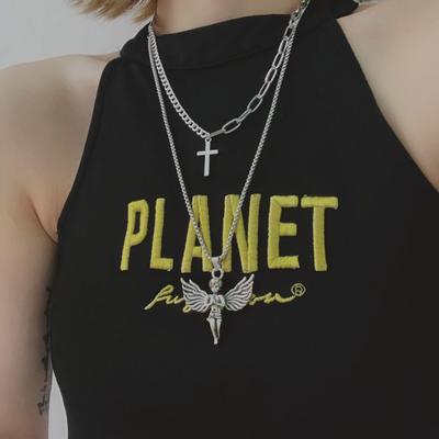 欧美朋克酷帅嘻哈天使项链复古chic网红蹦迪吊坠饰品挂饰男女潮