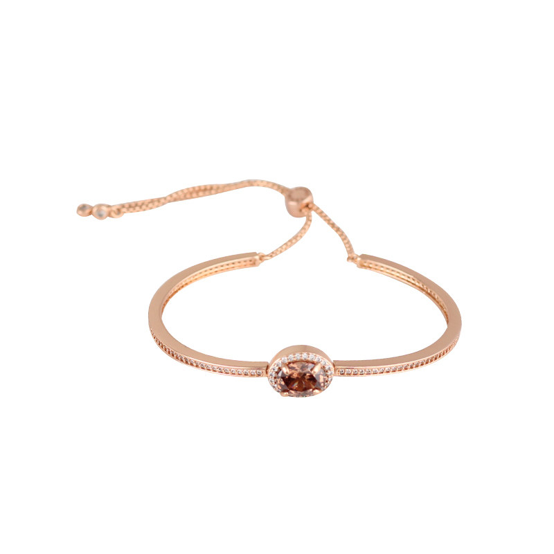 手环henribendel镶嵌闪亮椭圆形锆石吊坠拉豆抽绳手镯