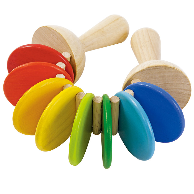 plantoys泰国咔嗒板木制大彩虹弯月响板儿童音乐节奏打击趣味玩具