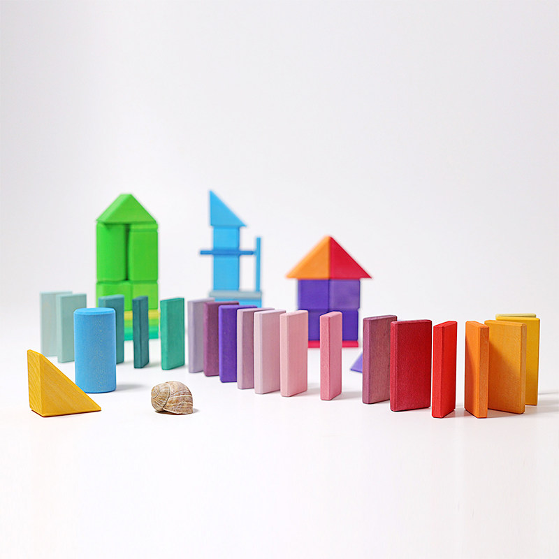 现货德国grimms儿童学前早教形状颜色认知积木塑料积木