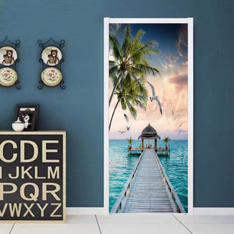 门贴纸整张贴画风景卧室门上装饰创意3d立体假木门房门翻新覆盖的