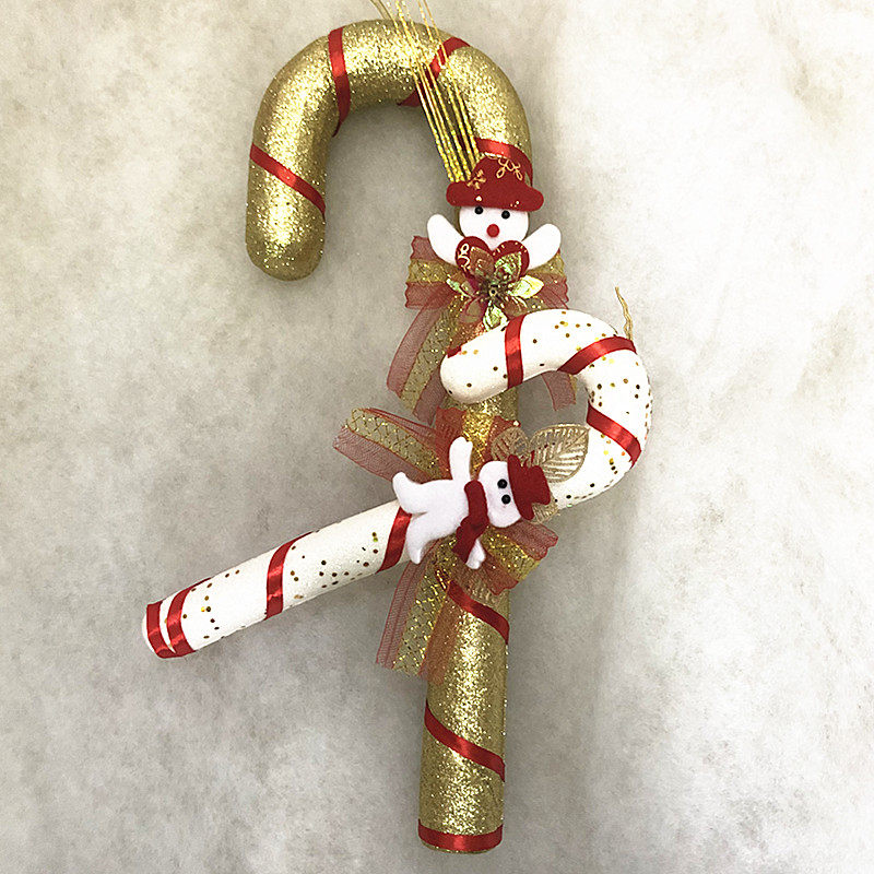 圣诞拐杖金白老人雪人彩绘舞蹈影楼圣诞树装饰品圣诞装饰品
