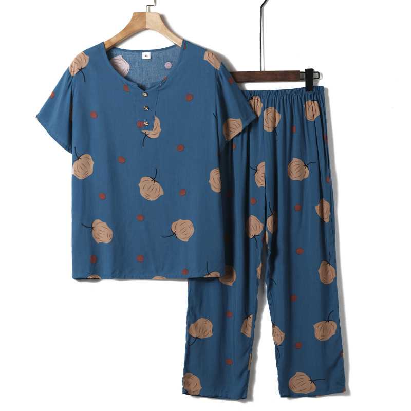 奶奶装夏装套装老年人夏季短袖女妈妈棉绸老妈夏天老人衣服两件套
