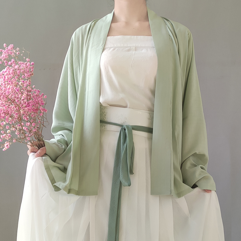 春雪对襟短衫飞机袖宋制汉纯色暗纹人日常百搭汉服