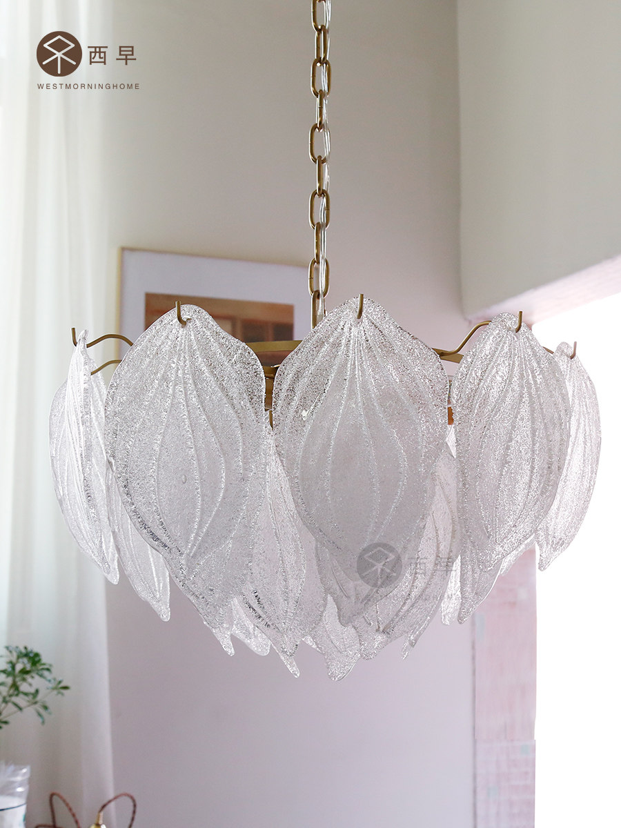 西早现代简约树叶叶子玻璃吊灯意大利轻奢客厅卧室客厅吊灯