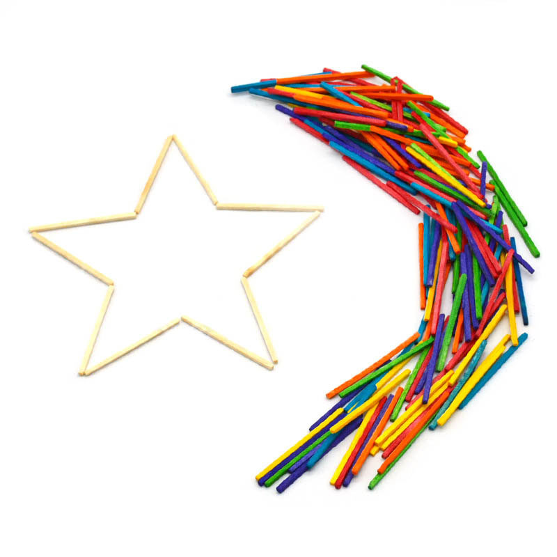 儿童手工手工制制作材料彩色火柴棍小木棍计数木棒模型制作工具