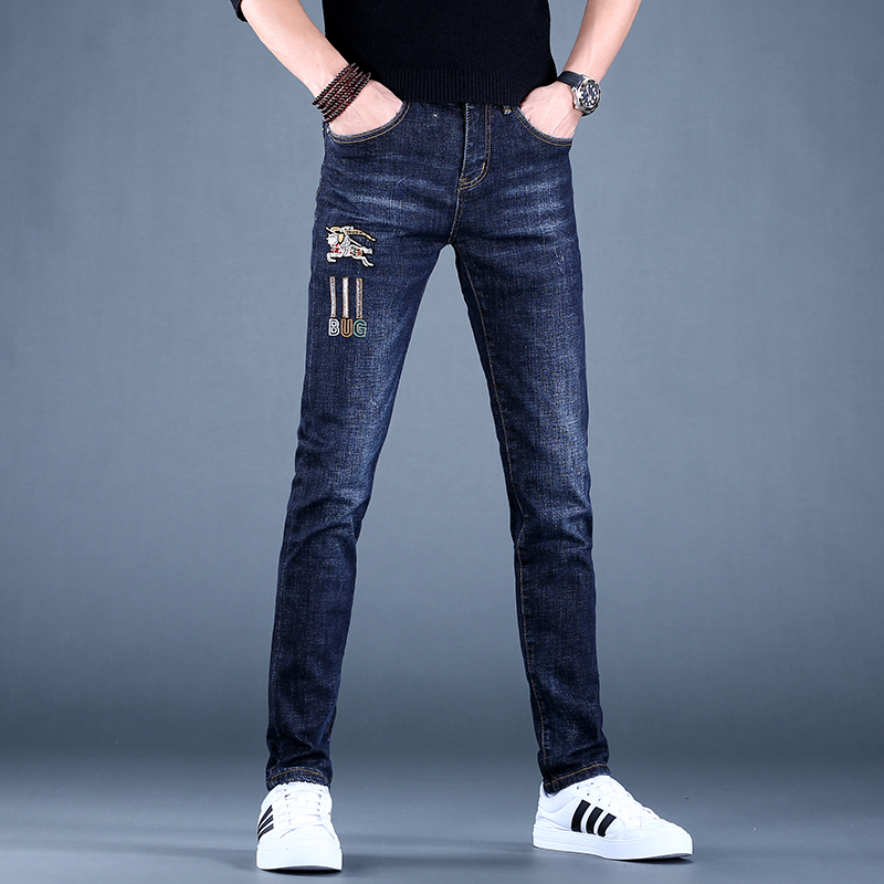 2022男裤男士高端刺绣牛仔裤男潮牌夏季新款裤子休闲弹力修身小脚