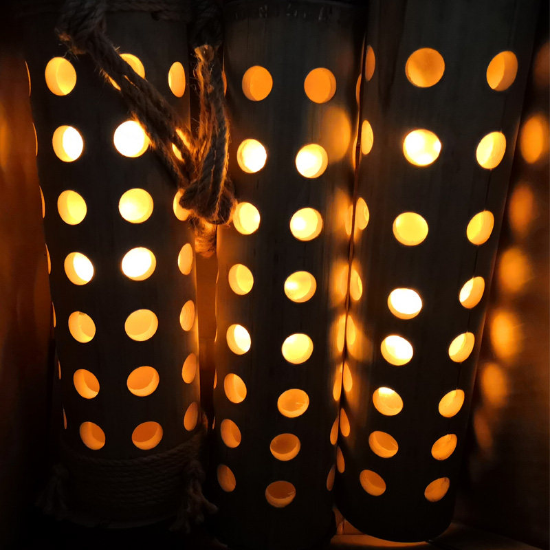 手工民宿竹筒筒灯复古个性化装饰灯创客作品日式竹编