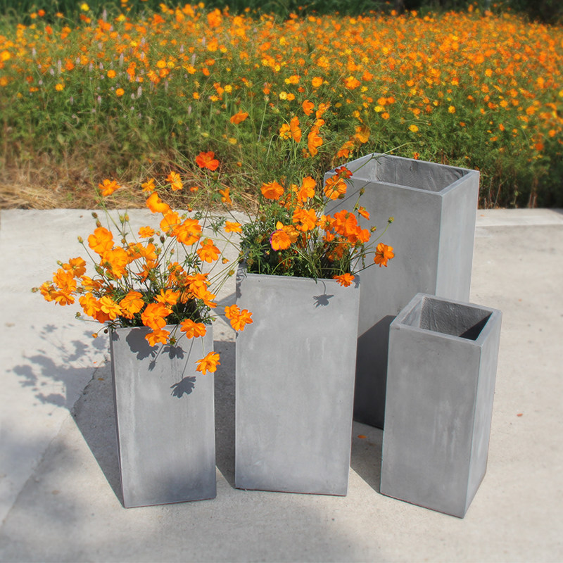 大号水泥花盆高筒长方形户外庭院落地花箱琴叶花盆