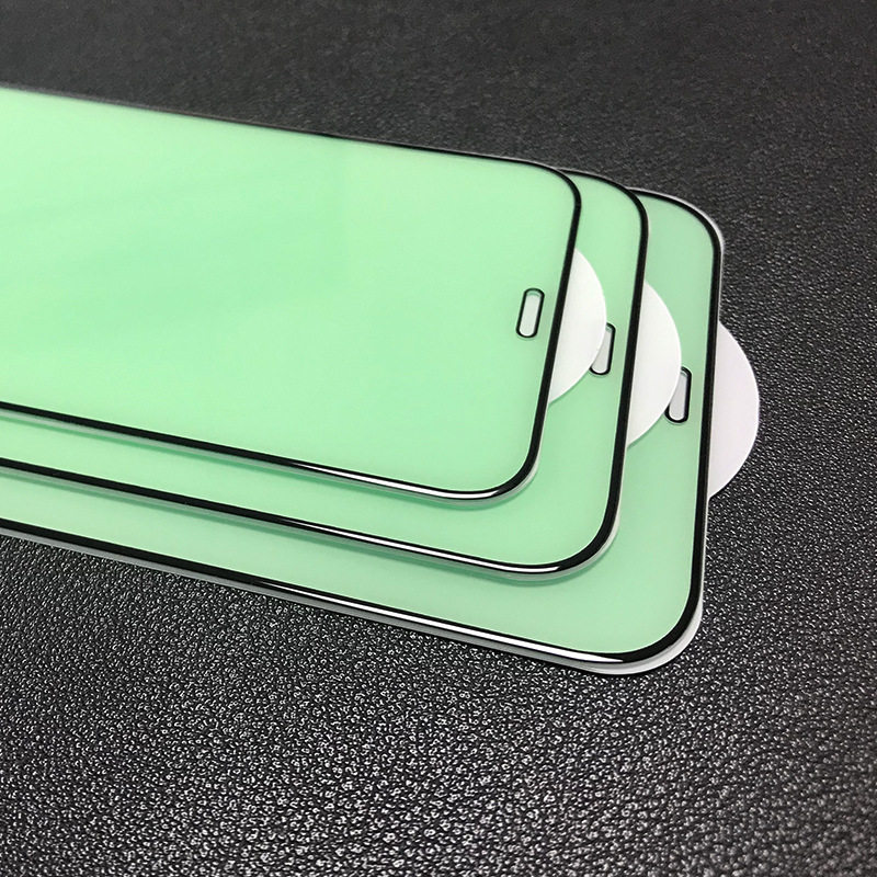 适用iphone12promax护眼绿光膜12pro钢化膜12mini全屏防近视3片装