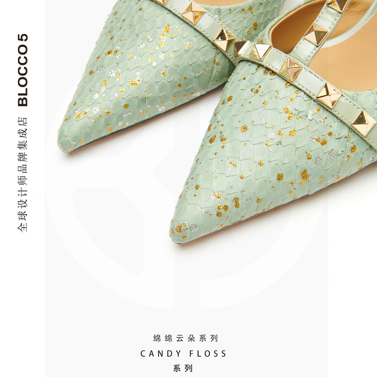 cerruti 1881/切瑞蒂凉鞋夏季新款女鞋小众凉鞋铆钉高跟鞋女