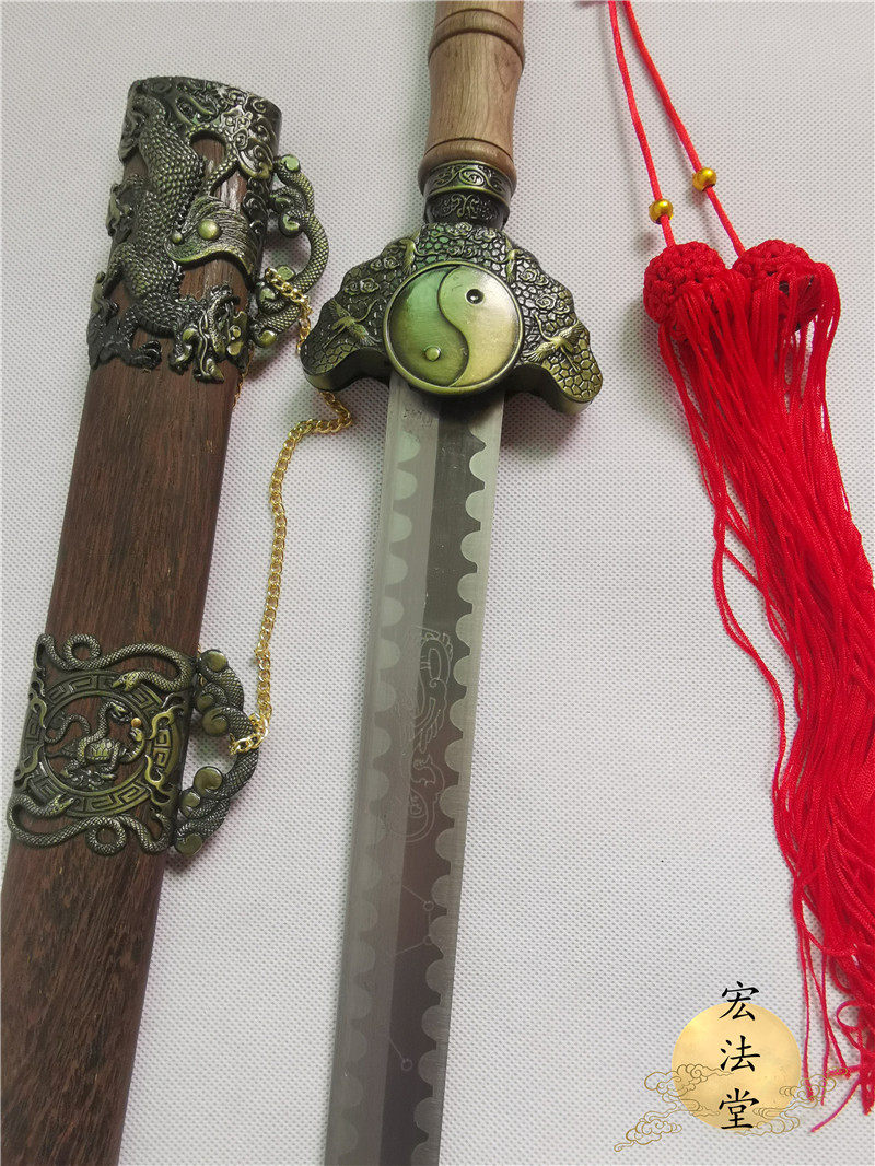 练功道家太极七星鸡翅木玄武太极剑未开开刃功用道教工艺品