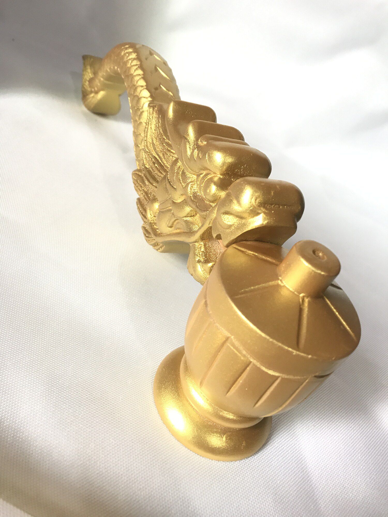 手炉金色道家用品香炉龙头龙柄实木手工雕刻道教工艺品