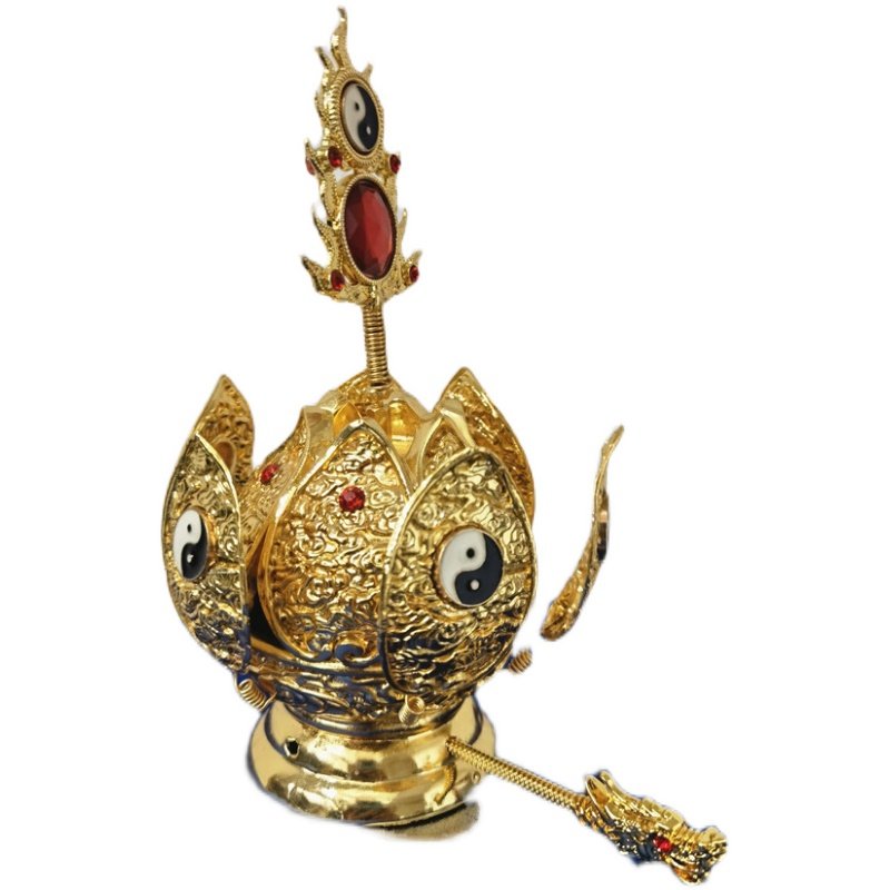 用品高功紫铜太极道教帽子火焰莲花花冠头冠道教工艺品