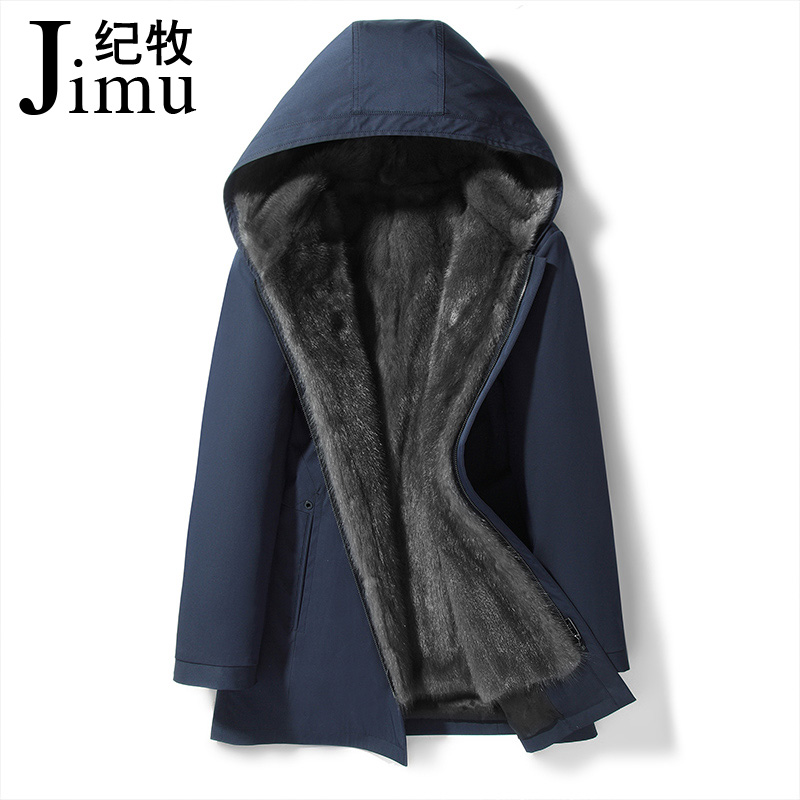 海宁派克服男整水貂内胆中长款貂皮大衣皮毛一体真皮皮衣皮草外套