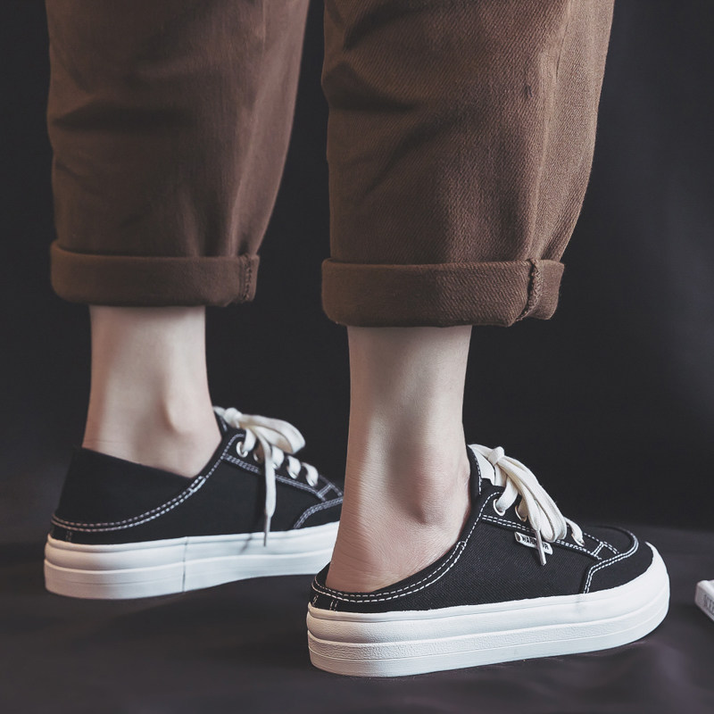 回力两穿帆布鞋女鞋2022年新款爆款秋冬秋季踩脚布鞋小黑鞋板鞋子