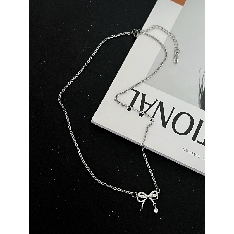 kansai新款带钻蝴蝶结项链韩国冷淡小众个性锁骨项链