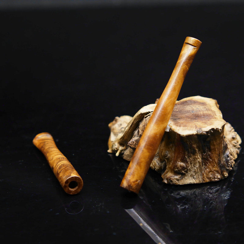 无过手卷烟嘴老式旱烟烟卷过滤器麻梨实木手动烟嘴