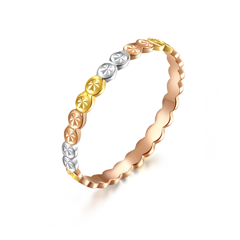 戒指金玫瑰尾戒女指环彩金黄金金黄金18k桂福金戒指手饰