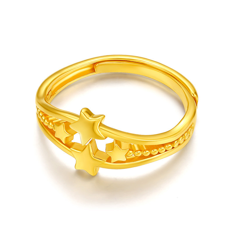 六桂福珠宝星星5g黄金戒指足金戒指指环活口可调节女款正品