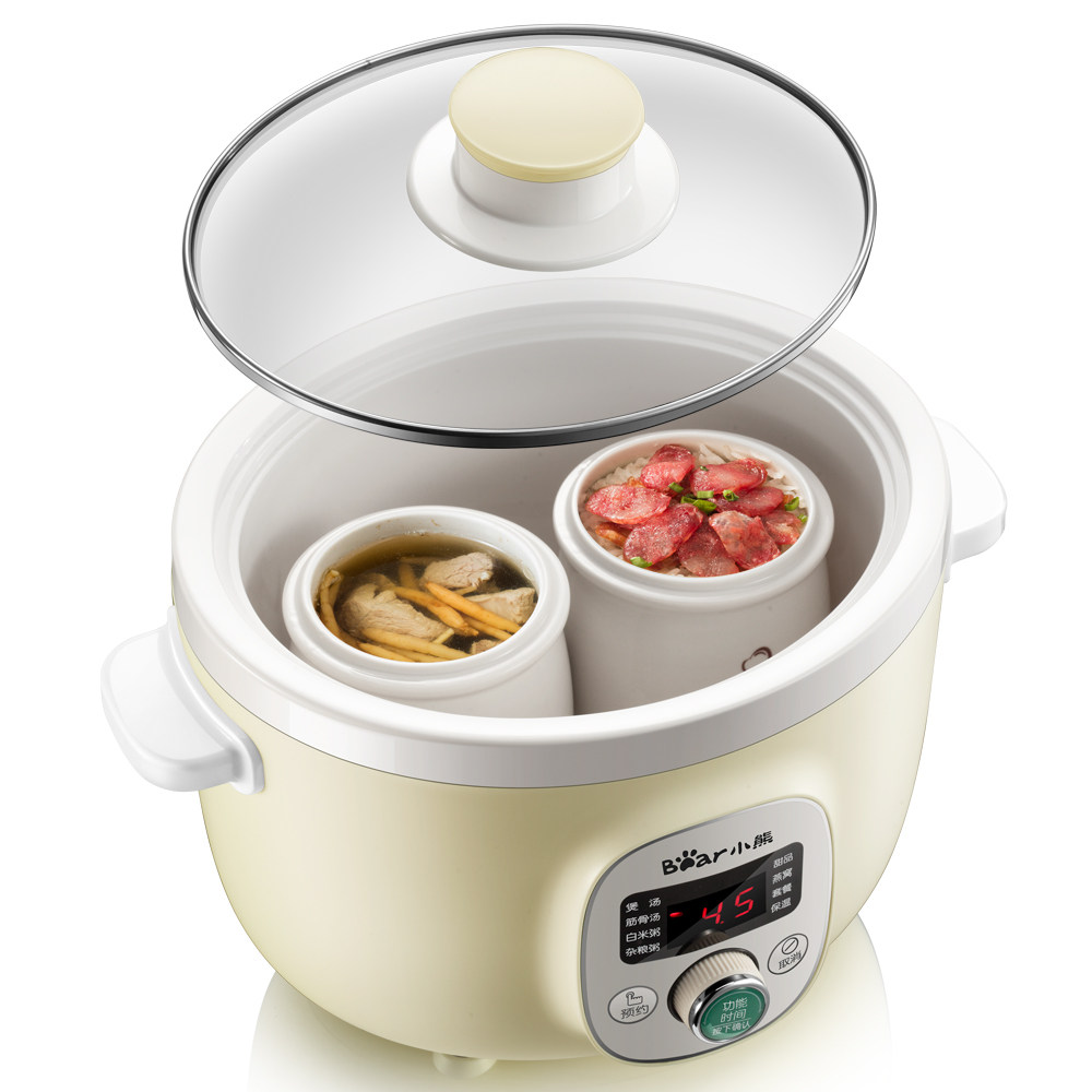 小熊ddz-b18n5隔水电炖盅陶瓷电炖锅上蒸下炖1.8升炖煮锅预约定时