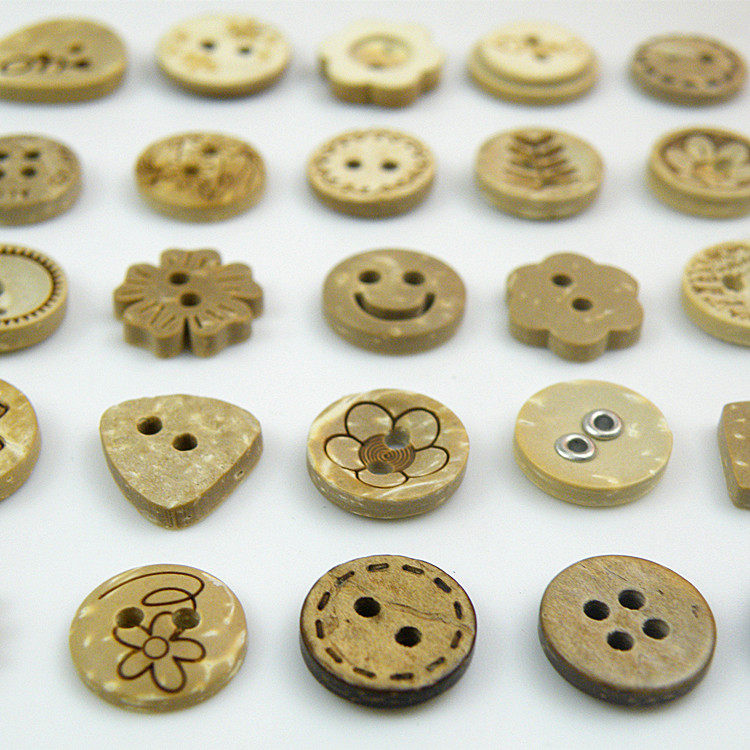 椰子扣子扣椰木质衣服手工diy圆形衬衣钮扣纽扣