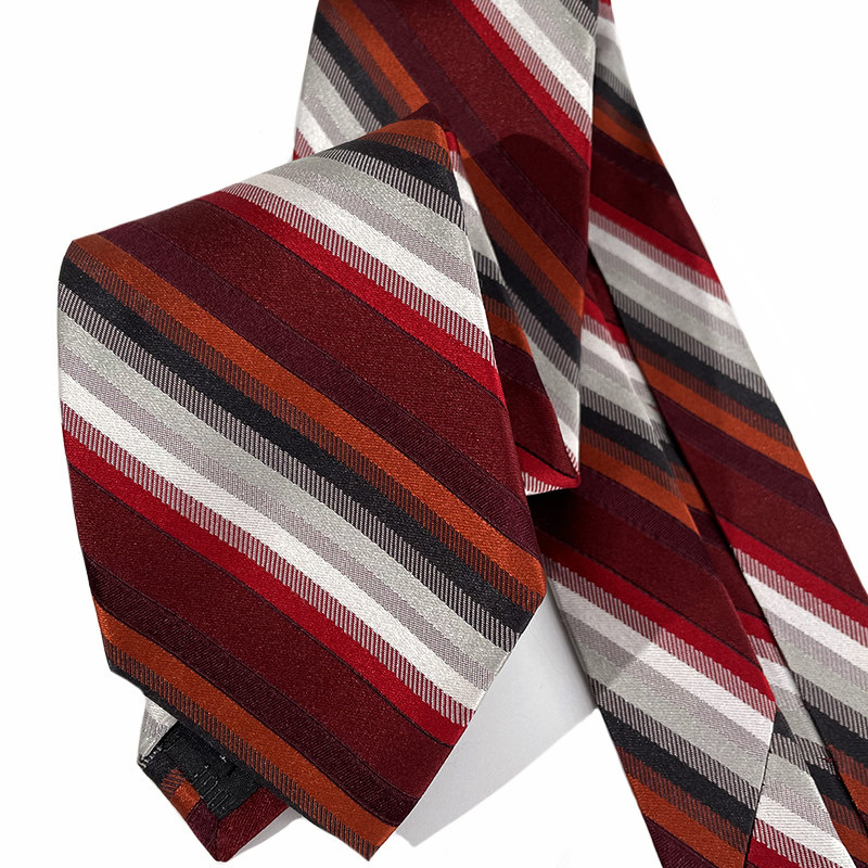 how帅气复古暗红条纹男士女士高档真丝领带领带