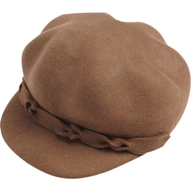 夏尔贝洛韩版全羊毛毡帽秋冬保暖呢帽英伦八角帽子