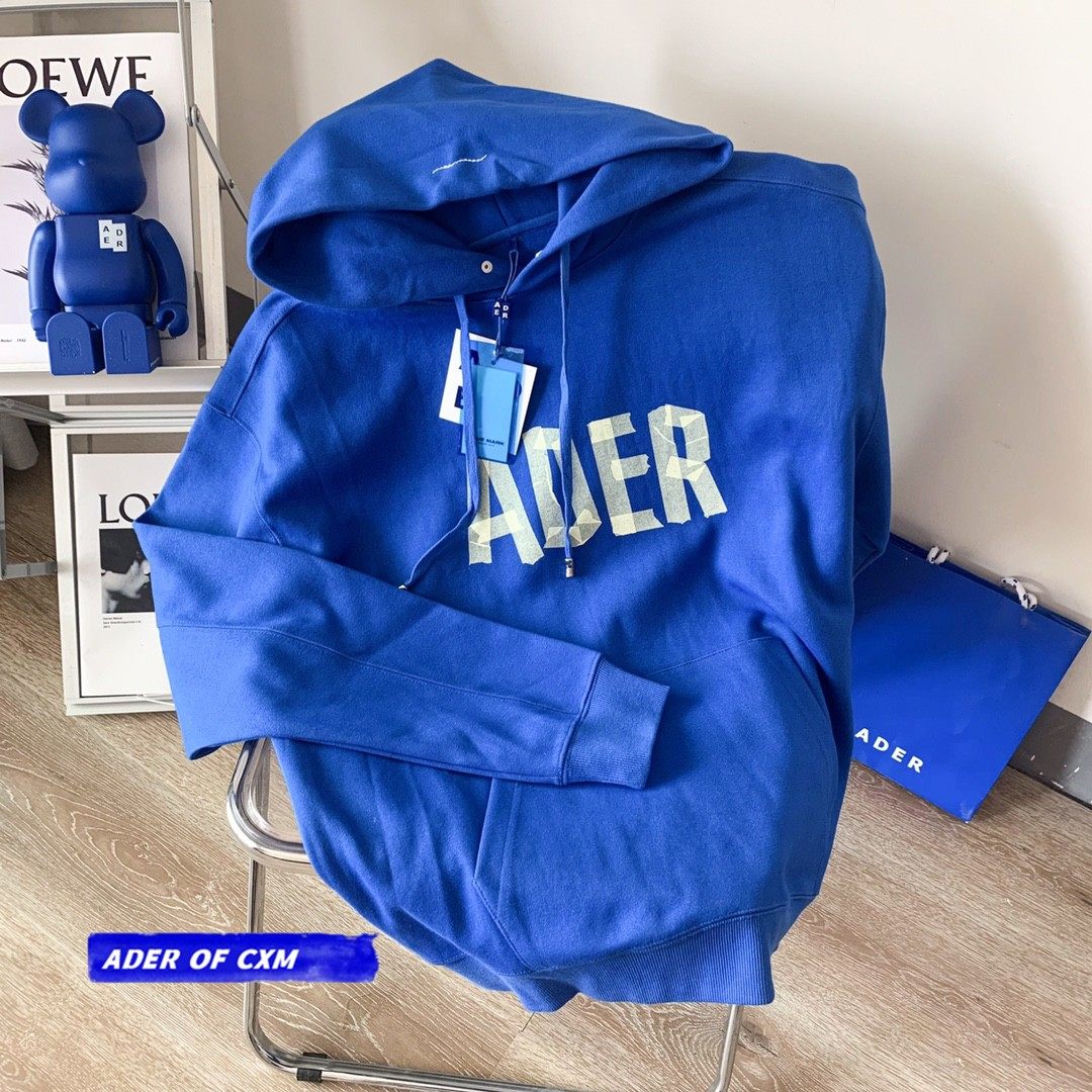 正品adererror胶带字母印花连帽卫衣女大码宽松卫衣