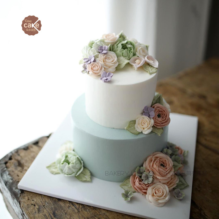 双层韩式裱花生日蛋糕女士老婆求婚婚礼纪念日聚会新鲜蛋糕
