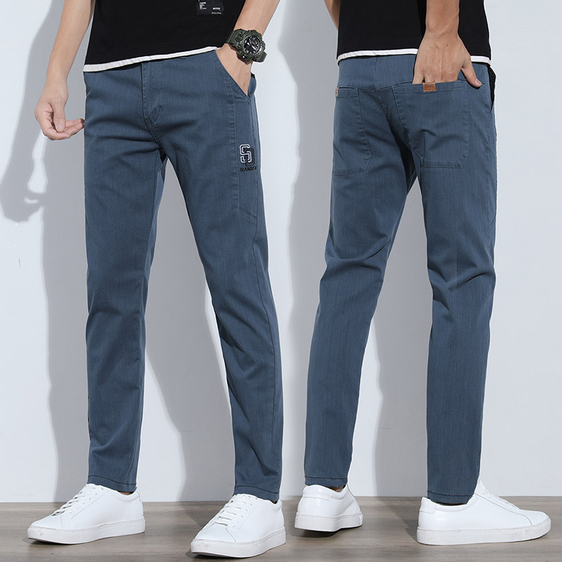 2022薄款休闲裤男士冰丝韩版潮流夏季休闲长裤男士运动裤直筒修身