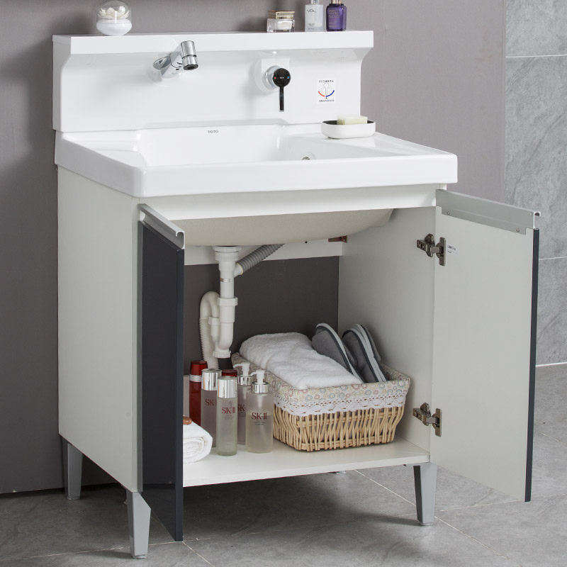 toto浴室柜组合ldmw751w落地式双开门现代简约75cm梳洗柜化妆台-乐购