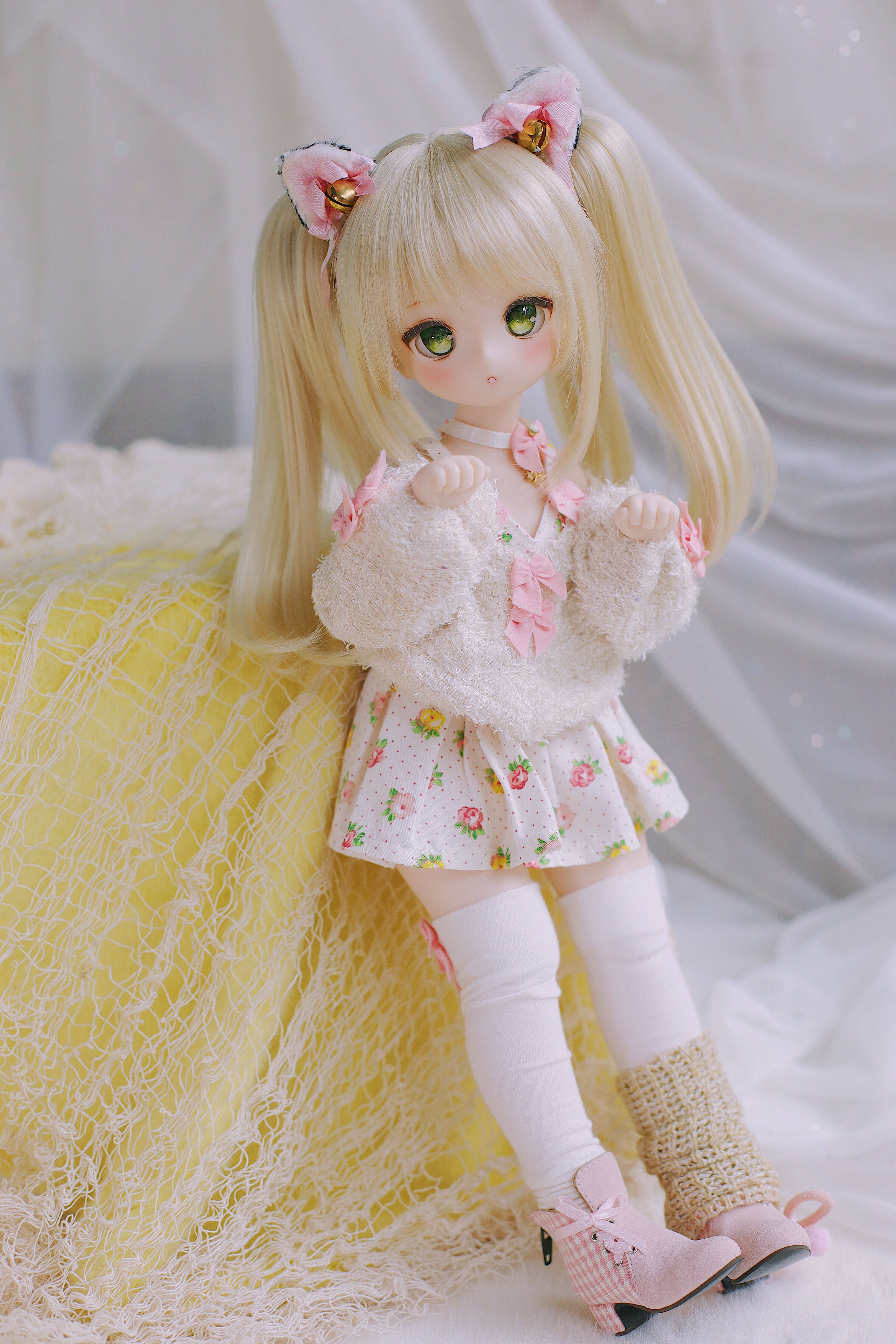 蝴蝶结格子高跟短靴bjdmdd熊妹六分娃沙龙赤木bjd娃娃