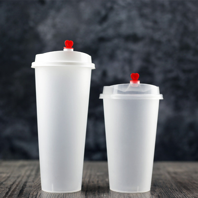 口径磨砂杯奶茶杯网红一次性塑杯果汁打包注塑塑杯