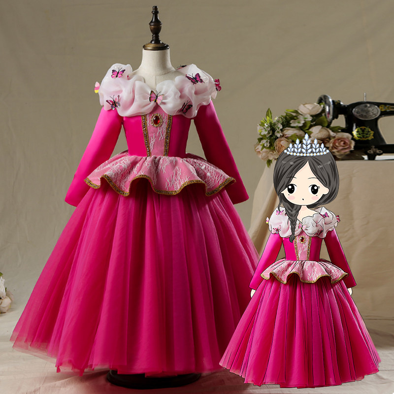 爱莎公主裙子女童秋冬长袖演出服艾莎苏菲亚安娜连衣裙