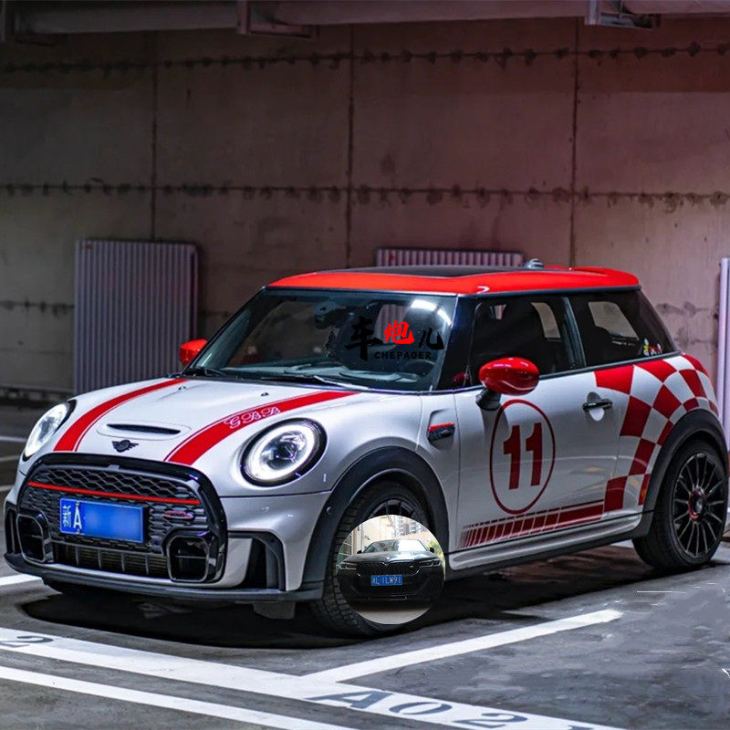 宝马minicooperjcw引擎拉花f56r55f60红色汽车装饰贴