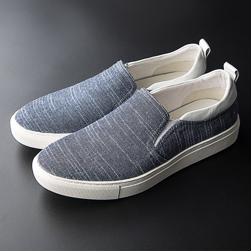 套脚布鞋2020春季新品条纹舒适休闲鞋橡胶胶底帆布鞋