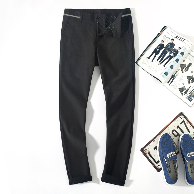 G家剪标 秋季男士修身时尚黑色小脚微弹潮流百搭休闲裤青年流行