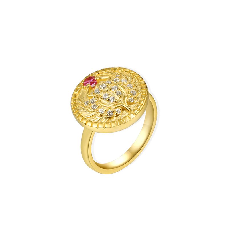 farrahdonnah法斗时尚s925纯银镶钻古埃埃及圣甲虫戒指