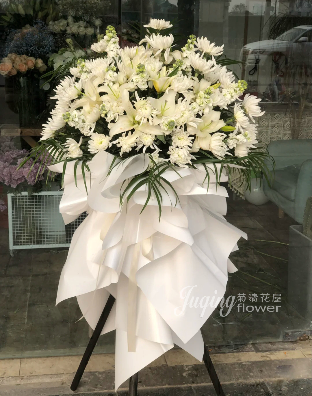 鲜花白事花篮丧事花圈葬礼殡仪馆悼念追悼会祭祀鲜花速递同城