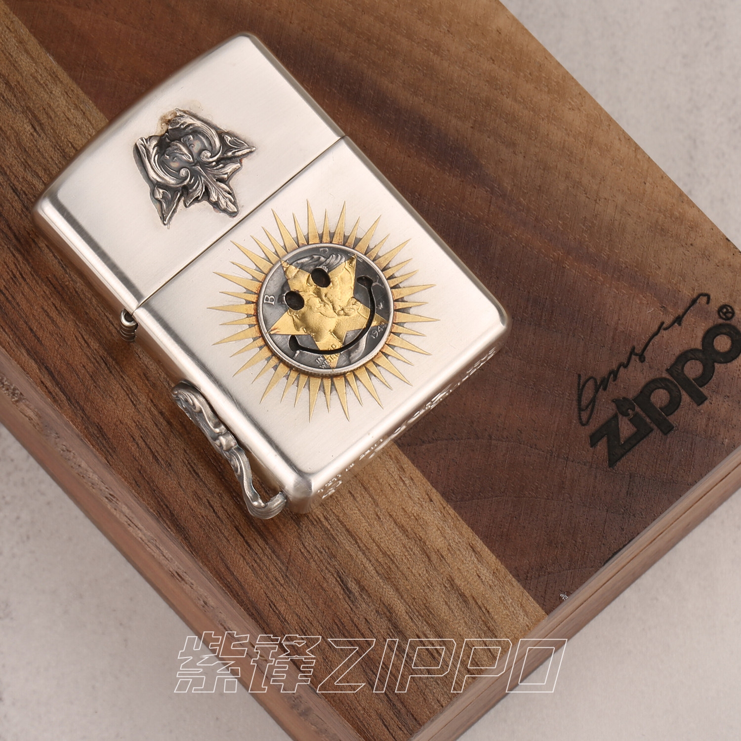 zippo防风打火机鬼王大师超高高端纯银盔甲时光zippo