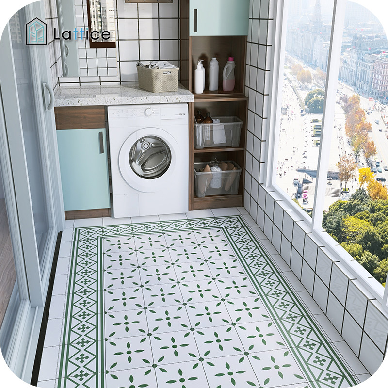 小清新小花花砖现代简约厨房阳台卫生间地面釉面全瓷花片