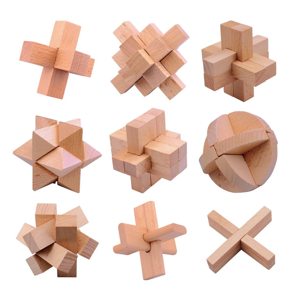 榉木孔明锁鲁班锁古典小学生益智力开发九连环解锁解环高智商玩具