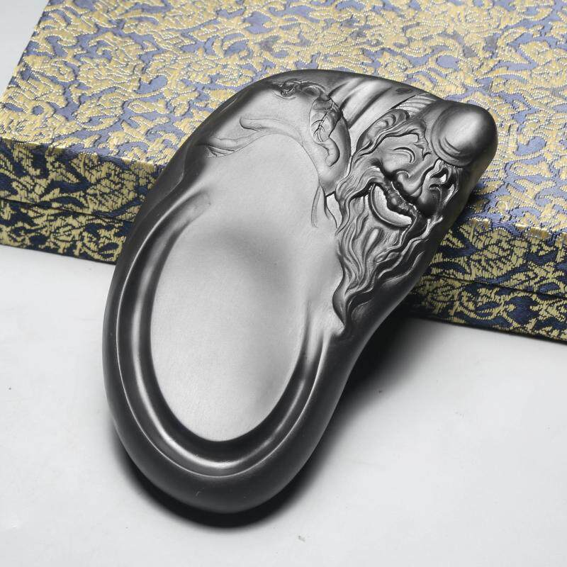 非遗老坑黑龙尾歙砚南极仙翁文房四宝实用收藏礼品把玩砚台小楷抄经砚